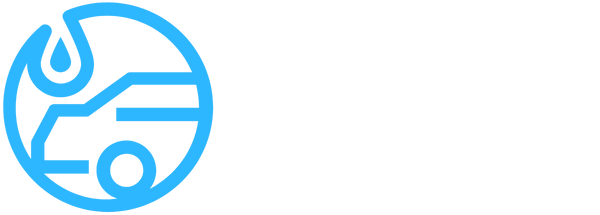 Main Car Wash Service logo. in dark white text new design logo